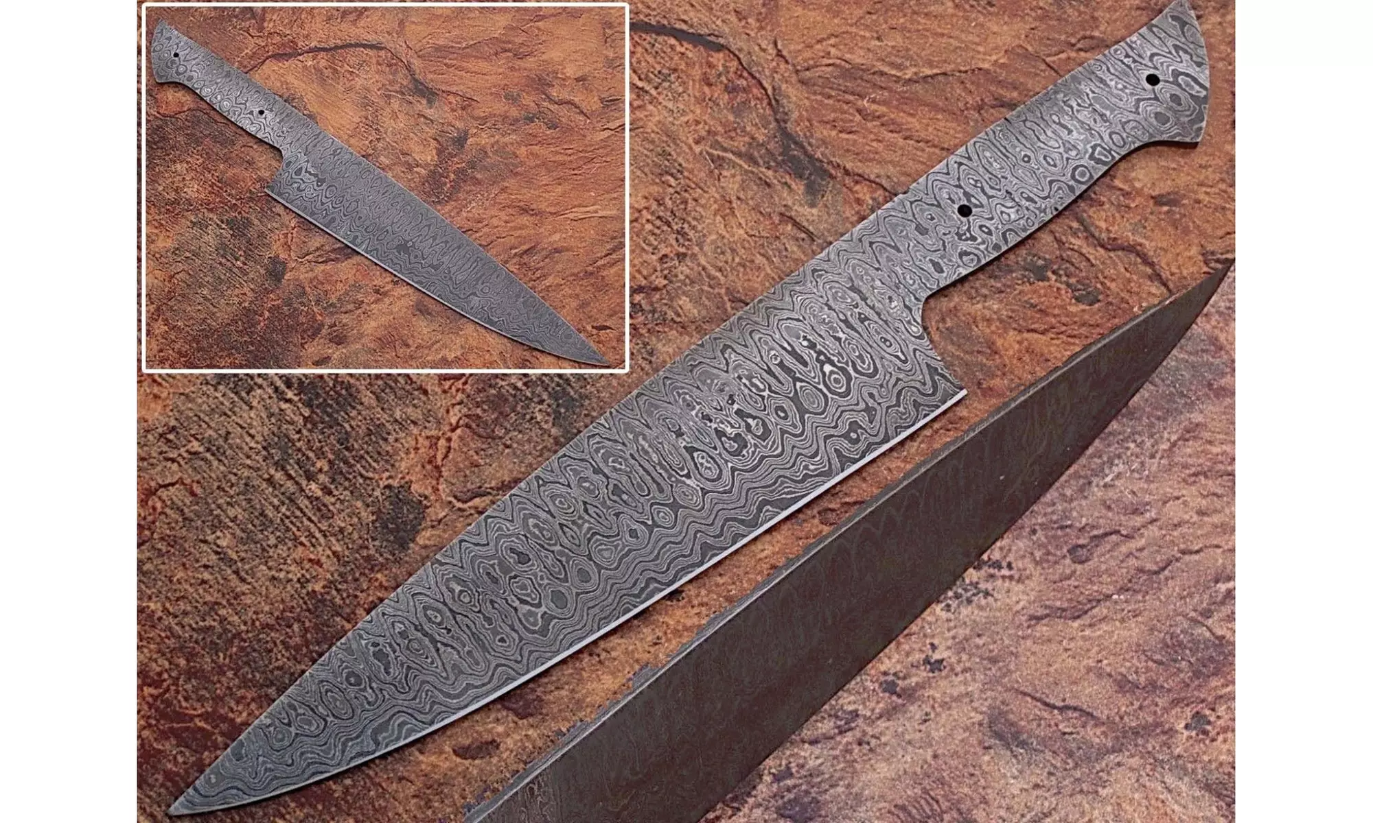 WHITE DEER Chef Knife Blank Damascus Ladder Pattern Steel Kitchen Cutlery DIY - Primary Image
