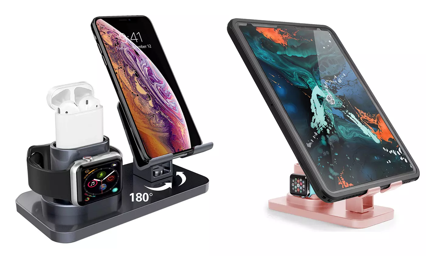 Bracket Charging Stand Dock Station For Apple Watch/iPad/Phone/Airpods Rose Gold - Primary Image