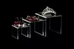 2 Sets Acrylic Riser Display Shelf Set Clear Stands Multi Use 3 Sizes - Second Medium