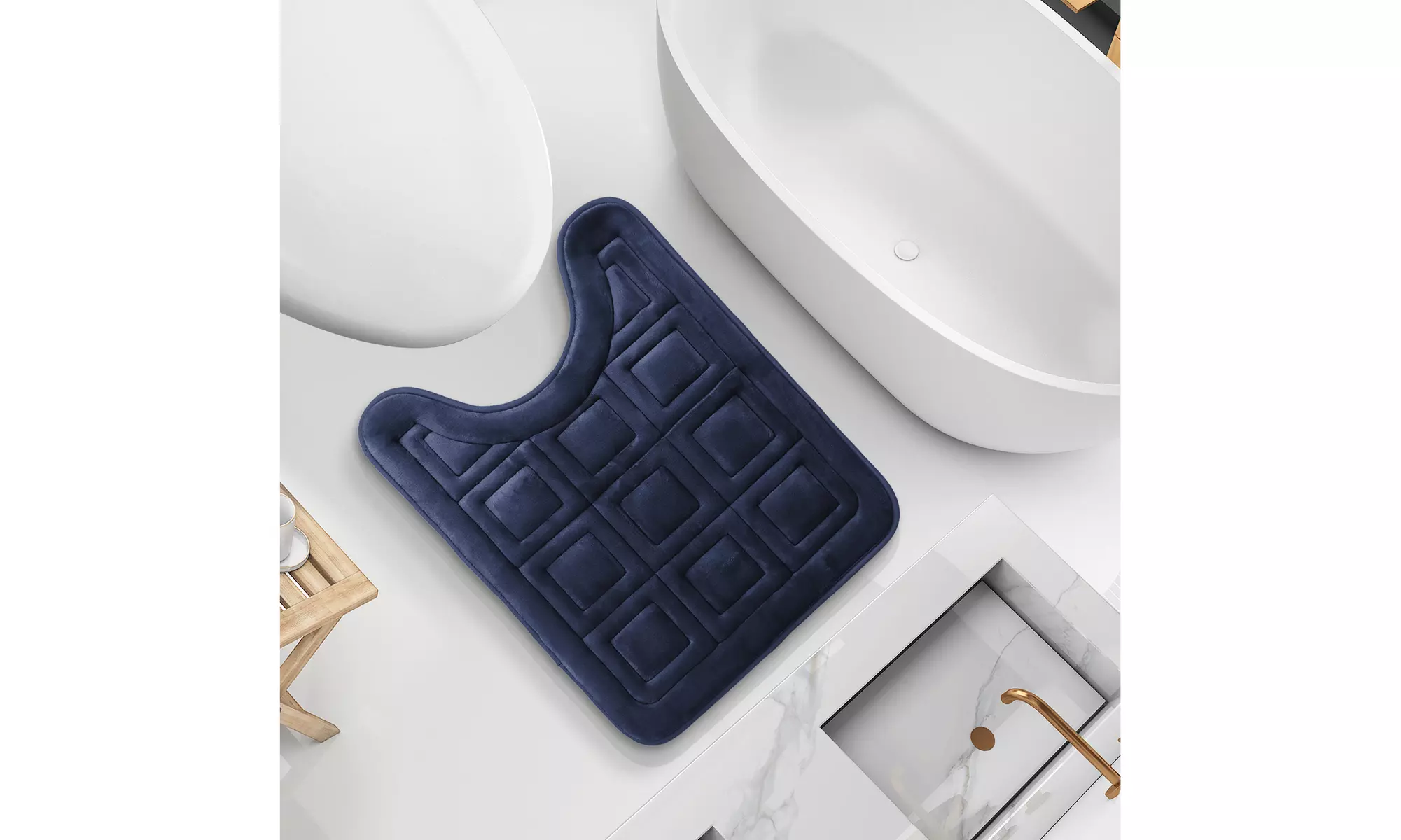 Clara Clark Bathroom Rugs -Waffle Memory Foam Non-Slip and Absorbent Bath Mat