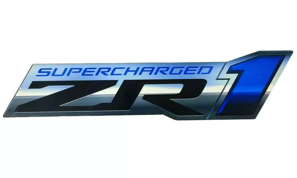 C6 Corvette ZR1 Supercharged Wall Emblem Large Metal Art 09-13 Full 34" by 8.5" - Primary Image