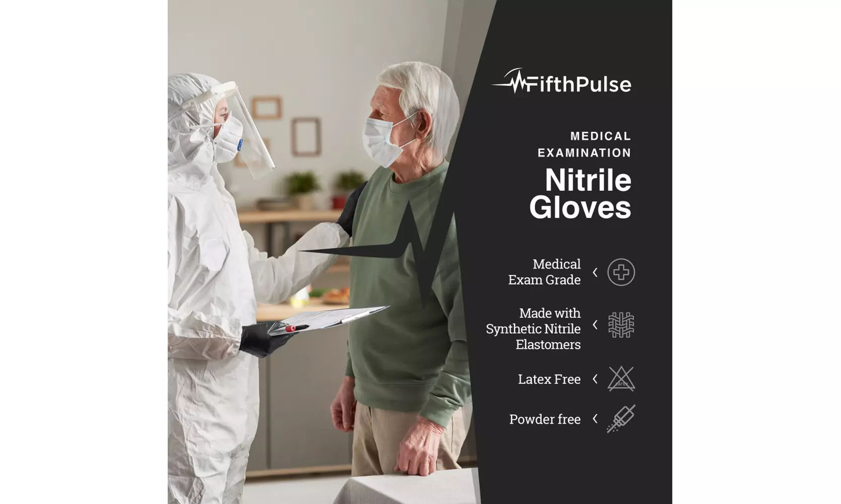 Fifth Pulse Nitrile Exam Latex Free & Powder Free Gloves - Box of 100