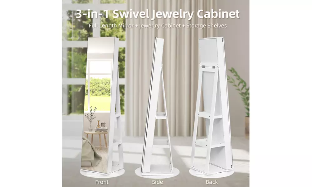 Jewelry Armoire with Full Length Mirror and Large Capacity Jewelry Organizer - Second Medium