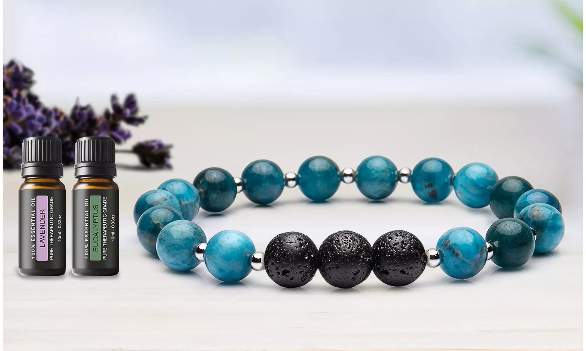 Lava Stone Turquoise-tone Diffuser Bracelet