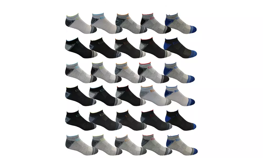 30 Pairs Men's Assorted Low Cut Socks - Primary Image