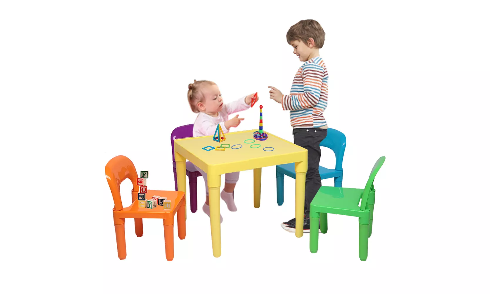Kids Plastic Table and Chair Set Learn and Play Activity School Home Furniture - Primary Image