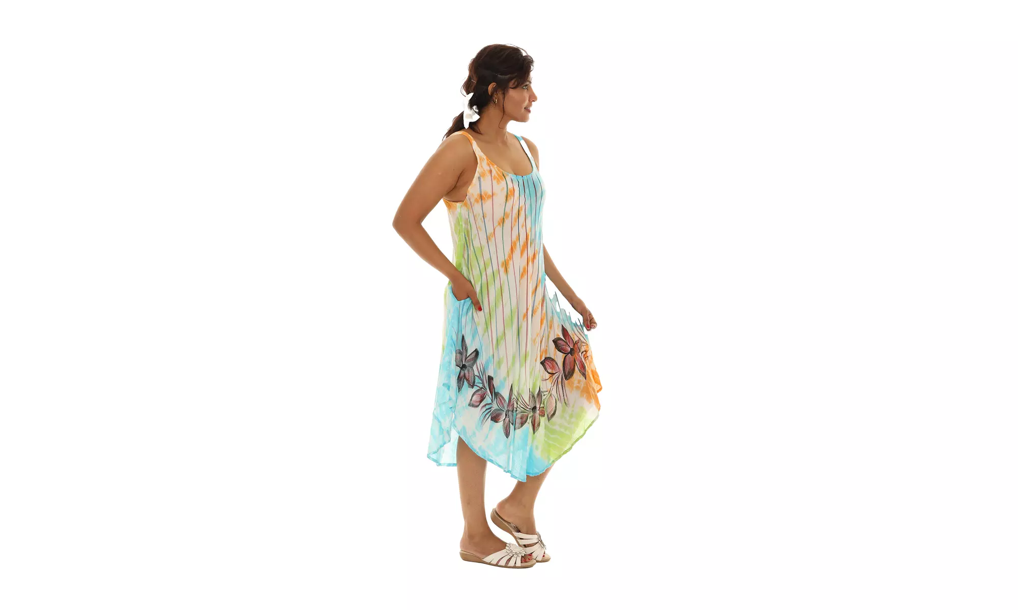 Brush Paint Skinny Strap Sleeveless Dress