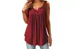 Women's Summer Solid Color Pleated Sleeveless Casual T-shirt Button Vest - Second Medium