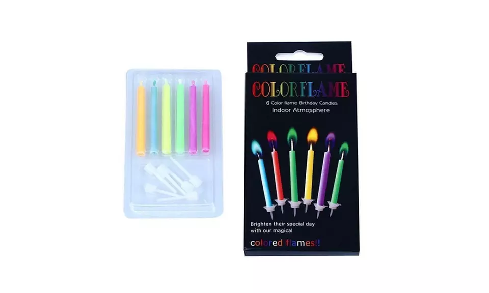 6Pcs Colored Birthday Cake Candles Safe Flames Party Festivals - Primary Image