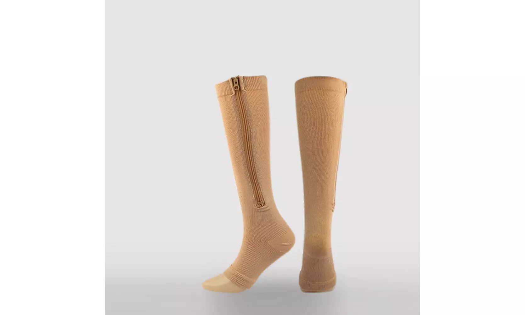 US 3 Pair Zipper Pressure Compression Sock Pain Relief Toeless Calf Leg Stocking