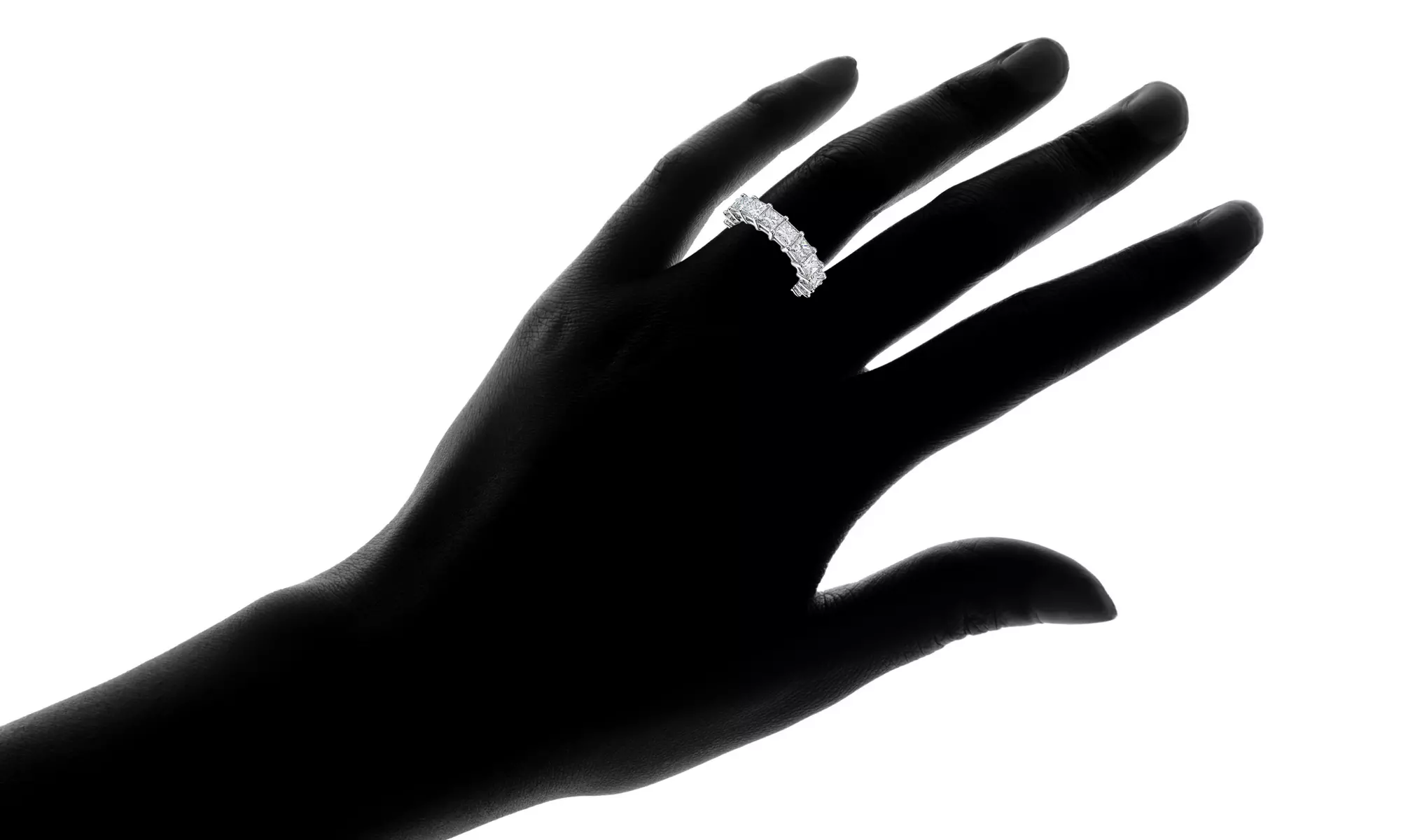 6 CTTW Princess Cut Cubic Zirconia Eternity Bands 