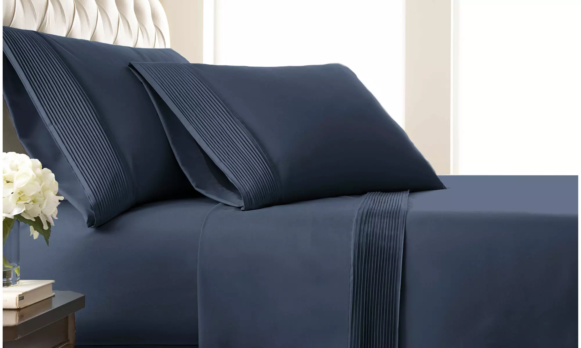 Premium Collection Double Brushed Extra Deep Pocket Pleated Sheet Set