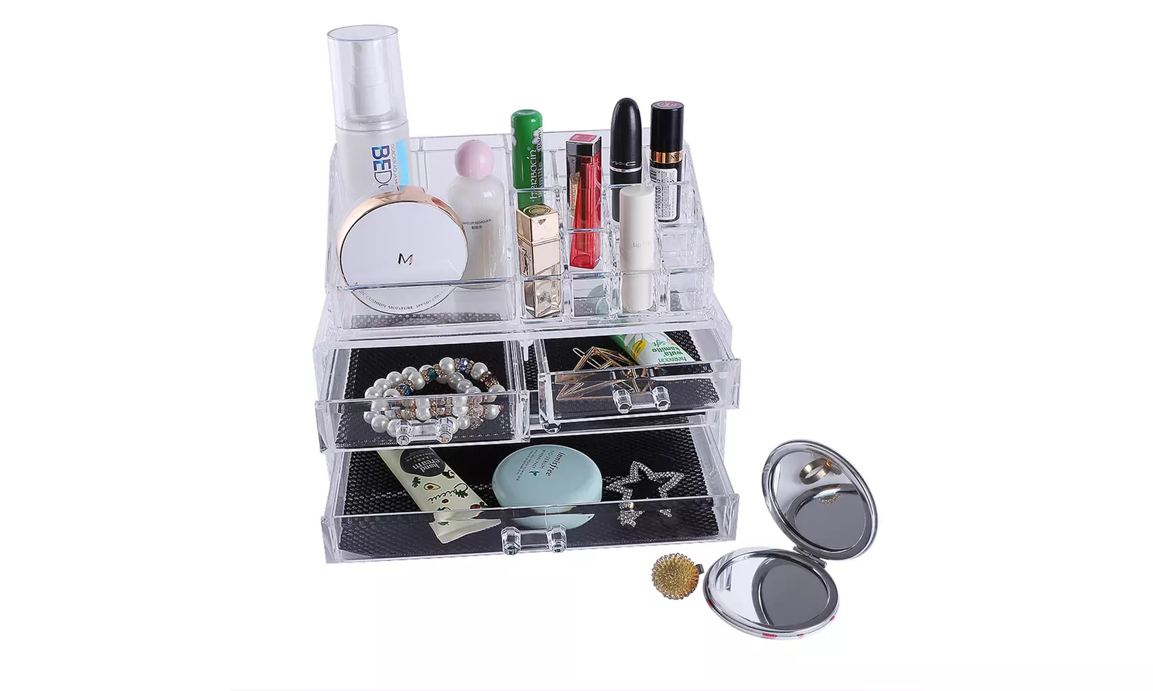 Multi-check & 4 Drawers Integrated Acrylic Makeup Case  - Primary Image