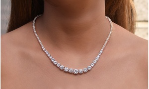 48.00 CTTW Cubic Zirconia Crystal Graduated Tennis Necklace 