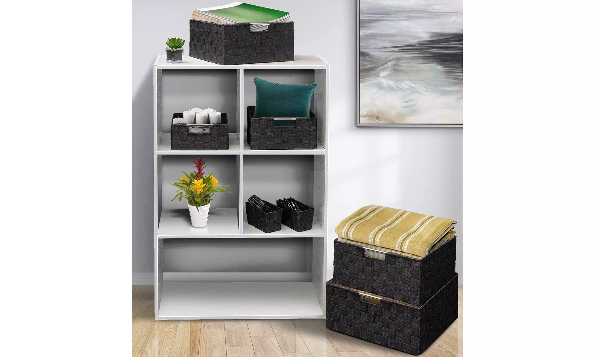7-Pack Storage Box Set for Closet & Shelves - Woven Fabric Basket Organizer Bins