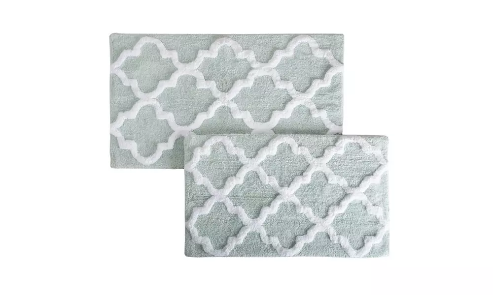 Lavish Home 100% Cotton Trellis Bath Mat Set (2-Piece)