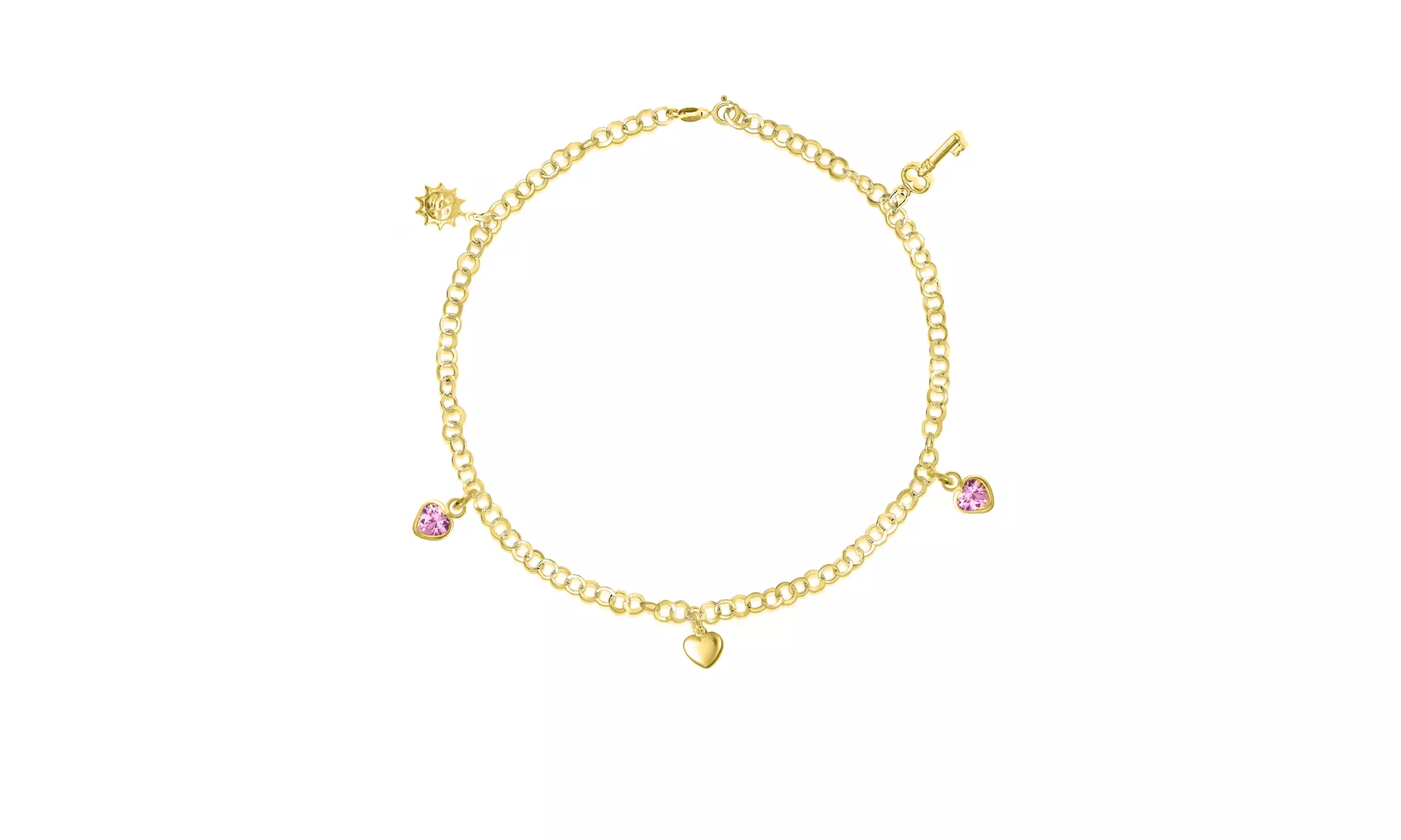 Sterling Silver Crystal Heart Charm Anklets Made With Crystals From Swarovski - Second Medium