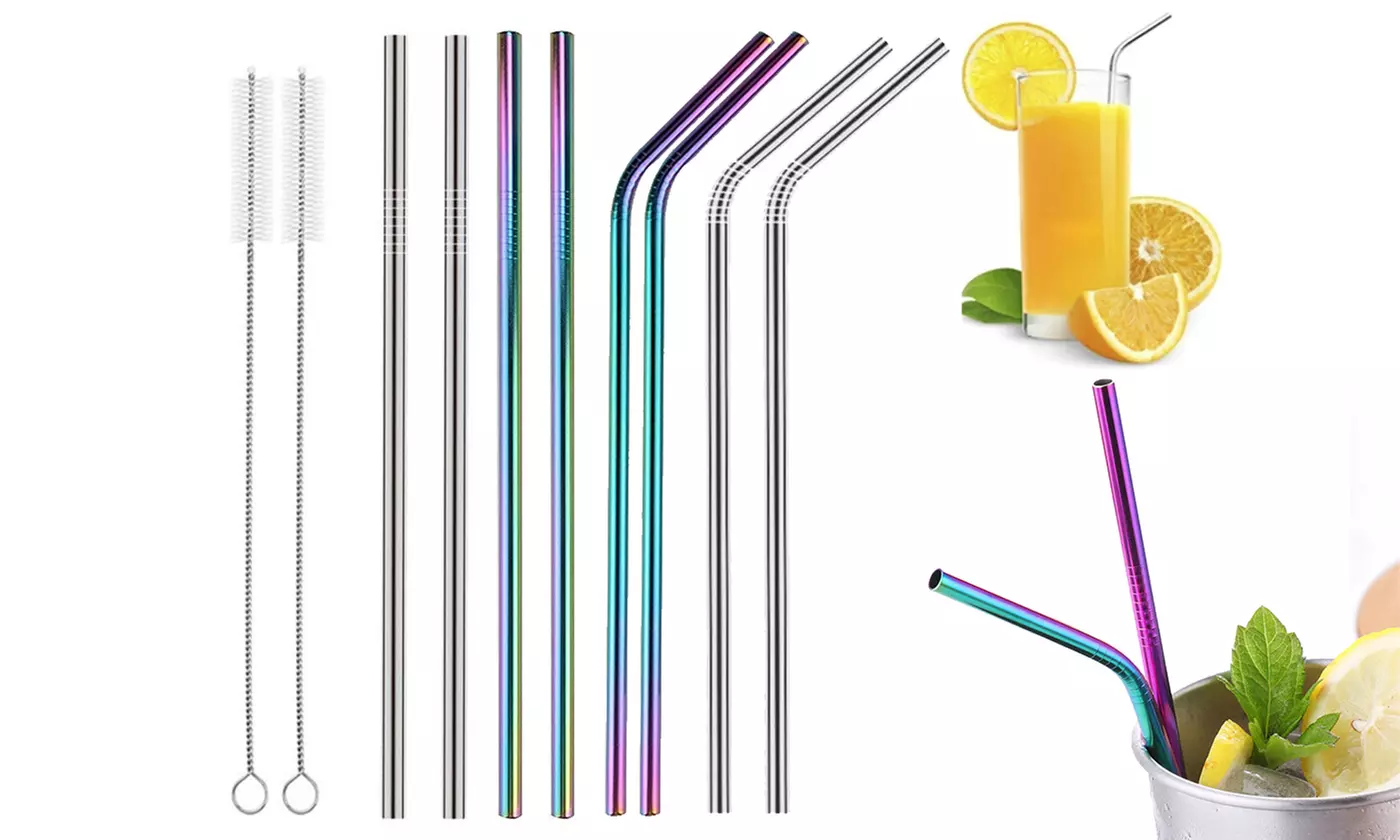 Stainless Steel Straws 10.5 inch Long Reusable For Tumbler Beverage (8 Pack)  - Primary Image