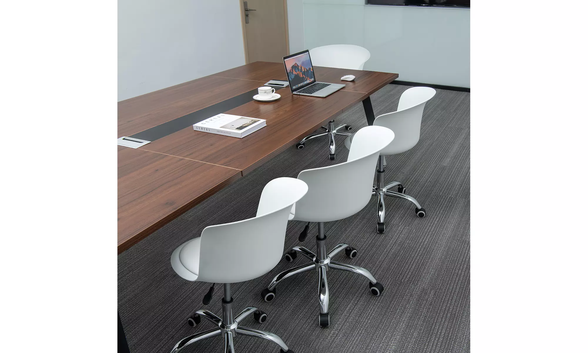 Costway Set of 2 Adjustable Office Chair Armless Swivel Desk Chair PU Leather