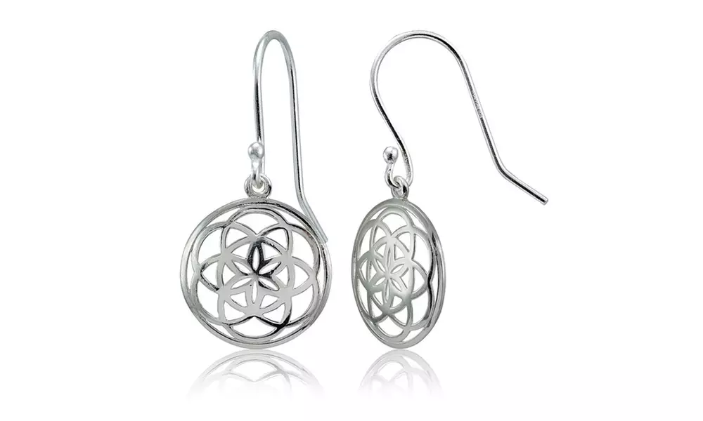 Sterling Silver High Polished Celtic Knot Round Dangle Earrings - Primary Image