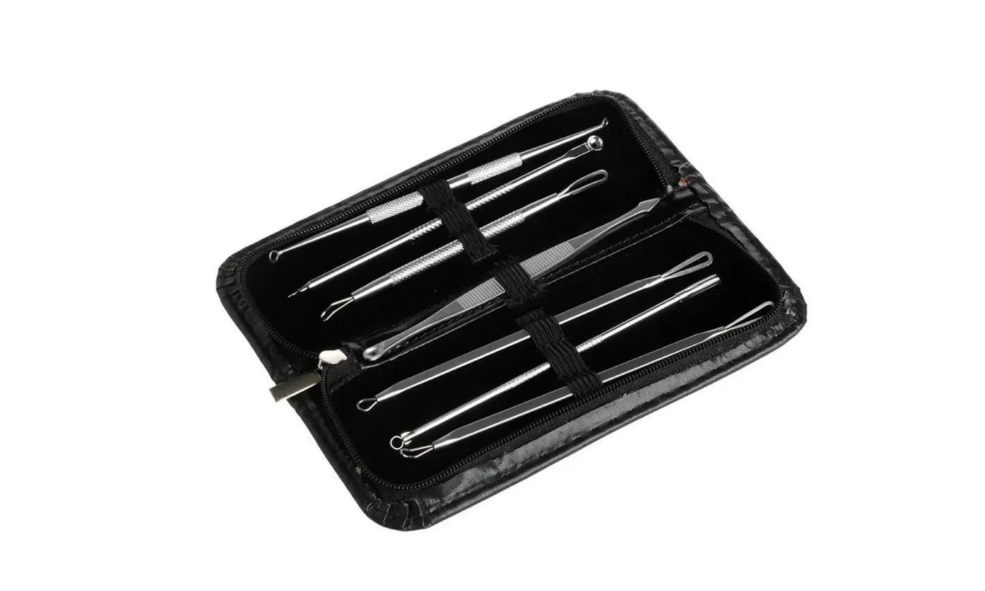 7Pcs Blackhead Extractor Remover Tool Set Face Facial Acne Cleaner Kit