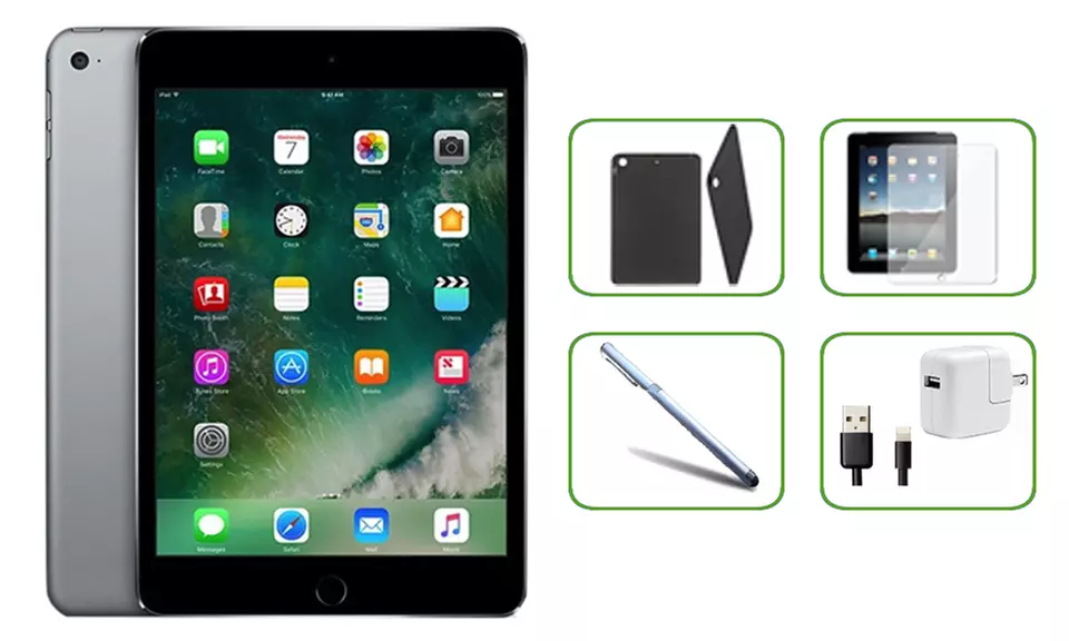 Apple iPad Mini 4 WiFi Only Tablet With Accessories Bundle Refurbished (A Grade)