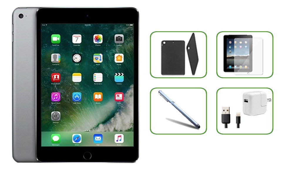 Apple iPad Mini 4 WiFi Only Tablet With Accessories Bundle Refurbished (A Grade)