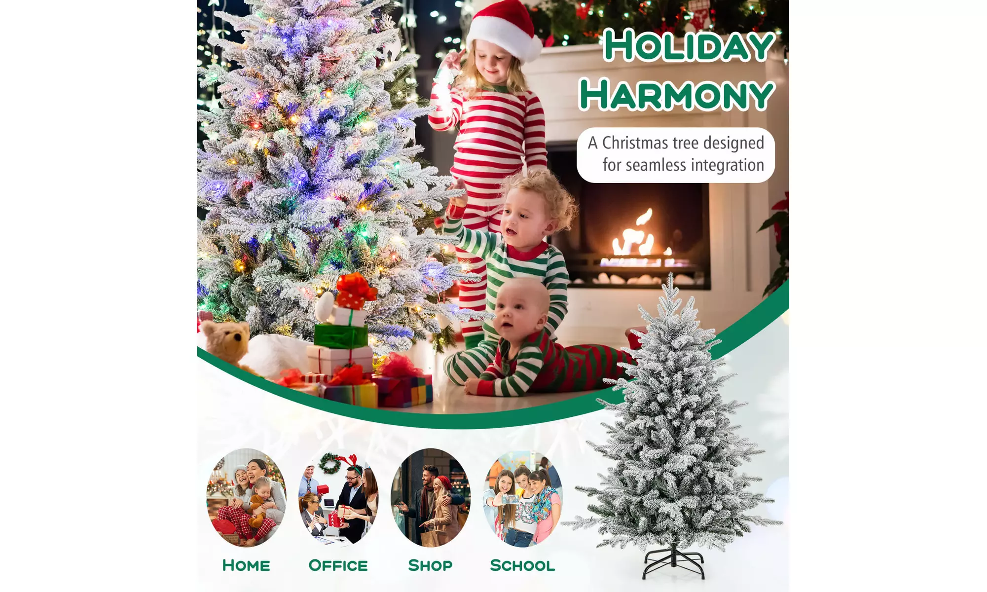 Costway 4.5/6/7 FT Christmas Tree with 8 Lighting Modes Multi-Color LED Lights