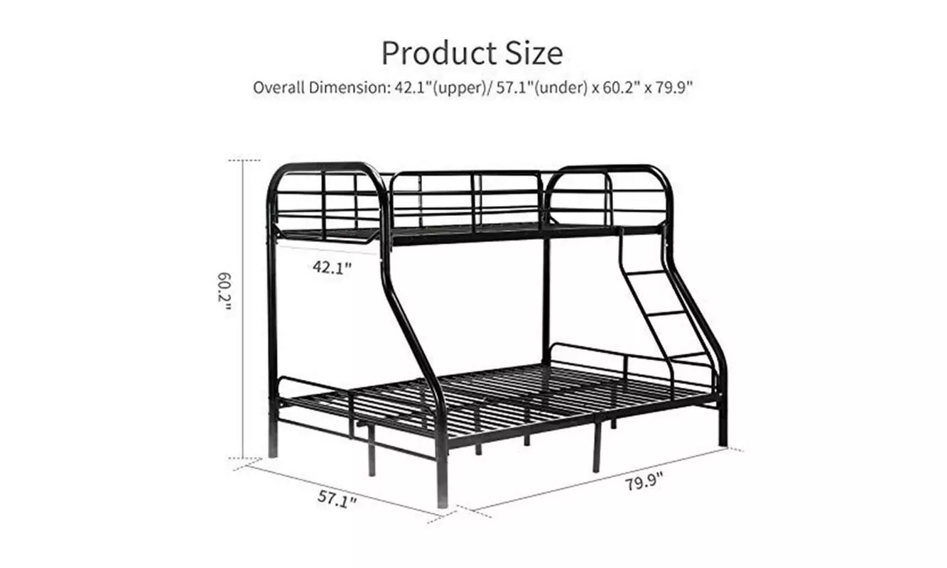 Kid Dorm Teen Bedroom Furniture Twin Over Full Metal Bunk Bed Frame - Second Medium
