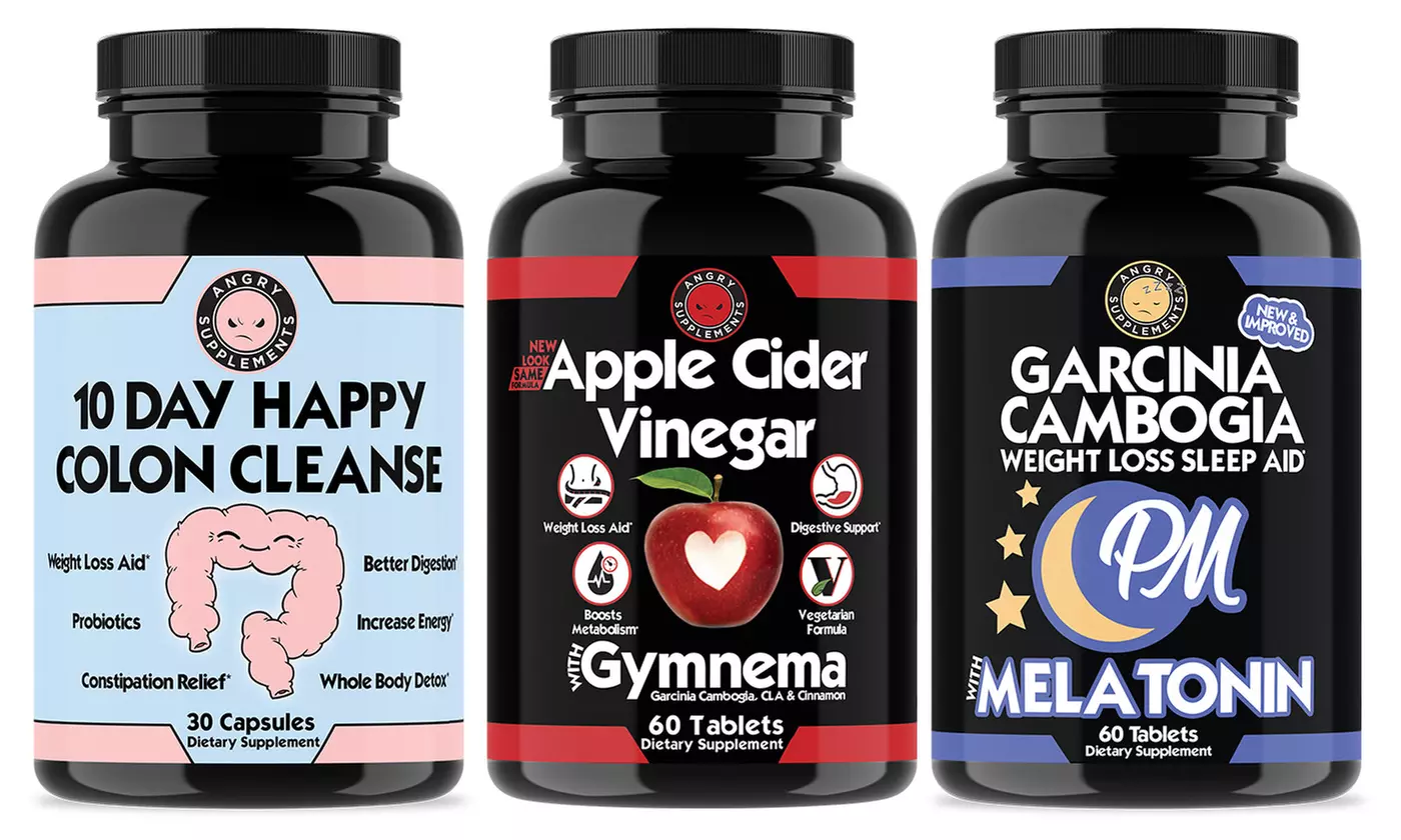 Angry Supplements Weight Loss & Detox, 10 Day Cleanse, ACV & Garcinia PM 