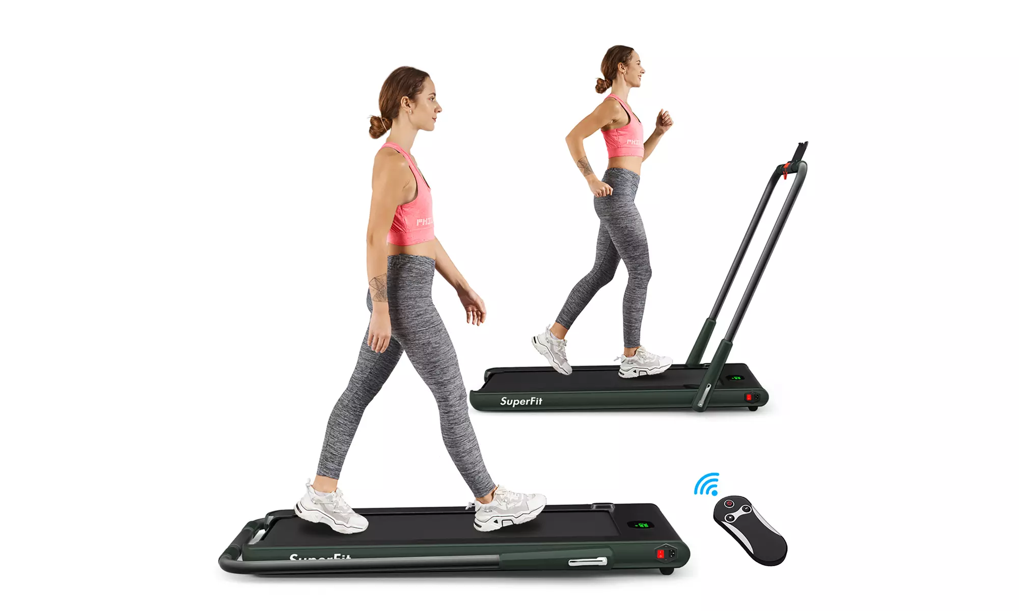 SuperFit 2.25HP 2 in 1 Foldable Under Desk Treadmill Remote Control - Primary Image