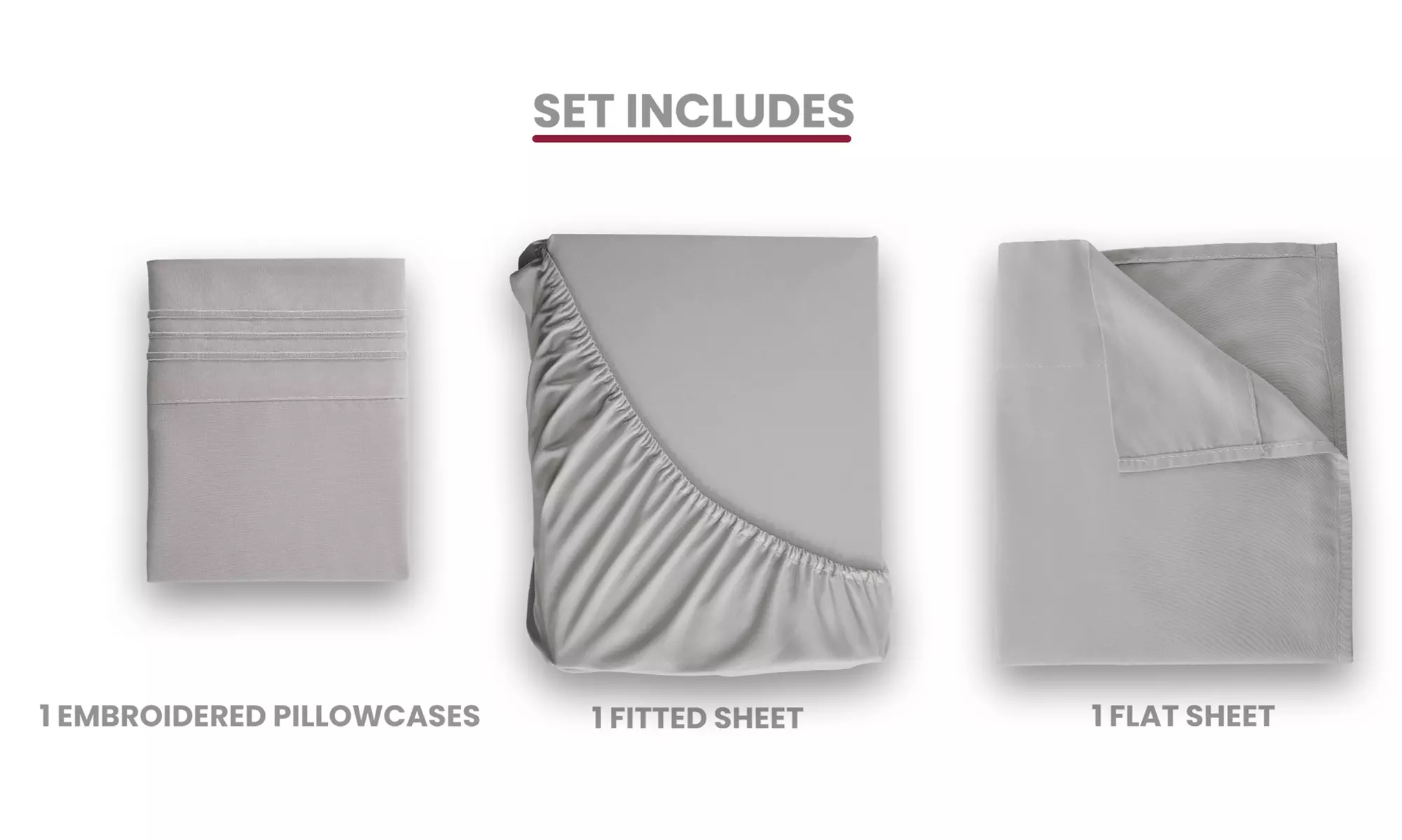 Lux Decor 4Pc Deep Pocket Sheet Set With Embroidered Pillowcases & Giftable Bag