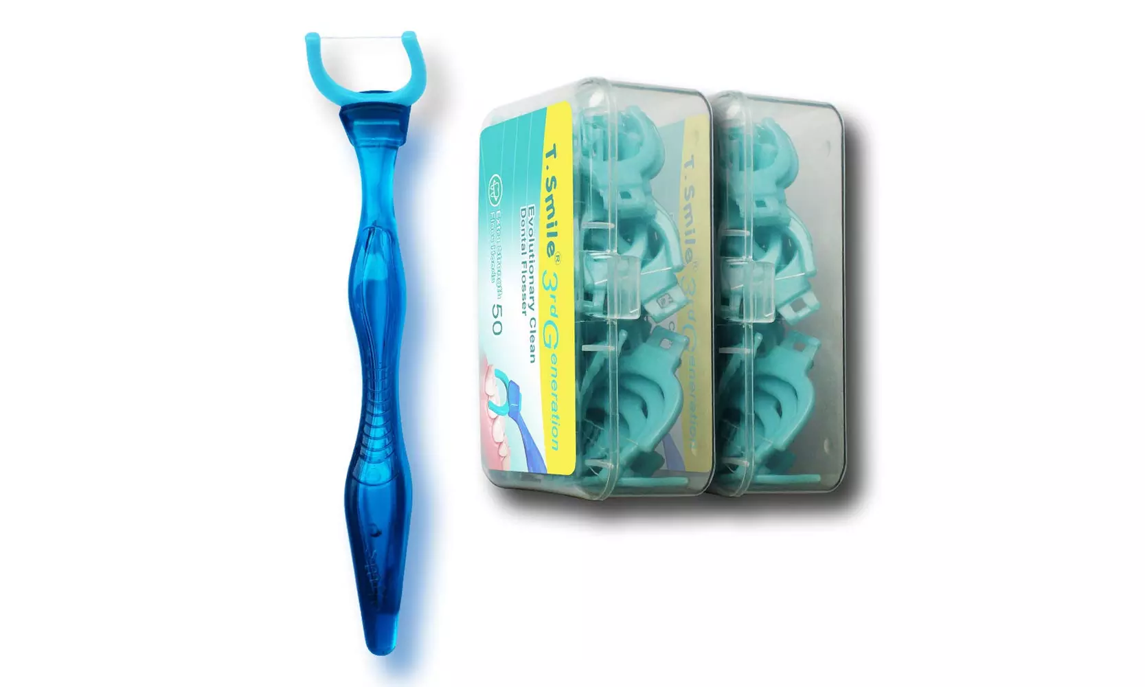 T.Smile 3rd Generation Dental Flosser 1 Handle and 100 Extra Strength - Primary Image