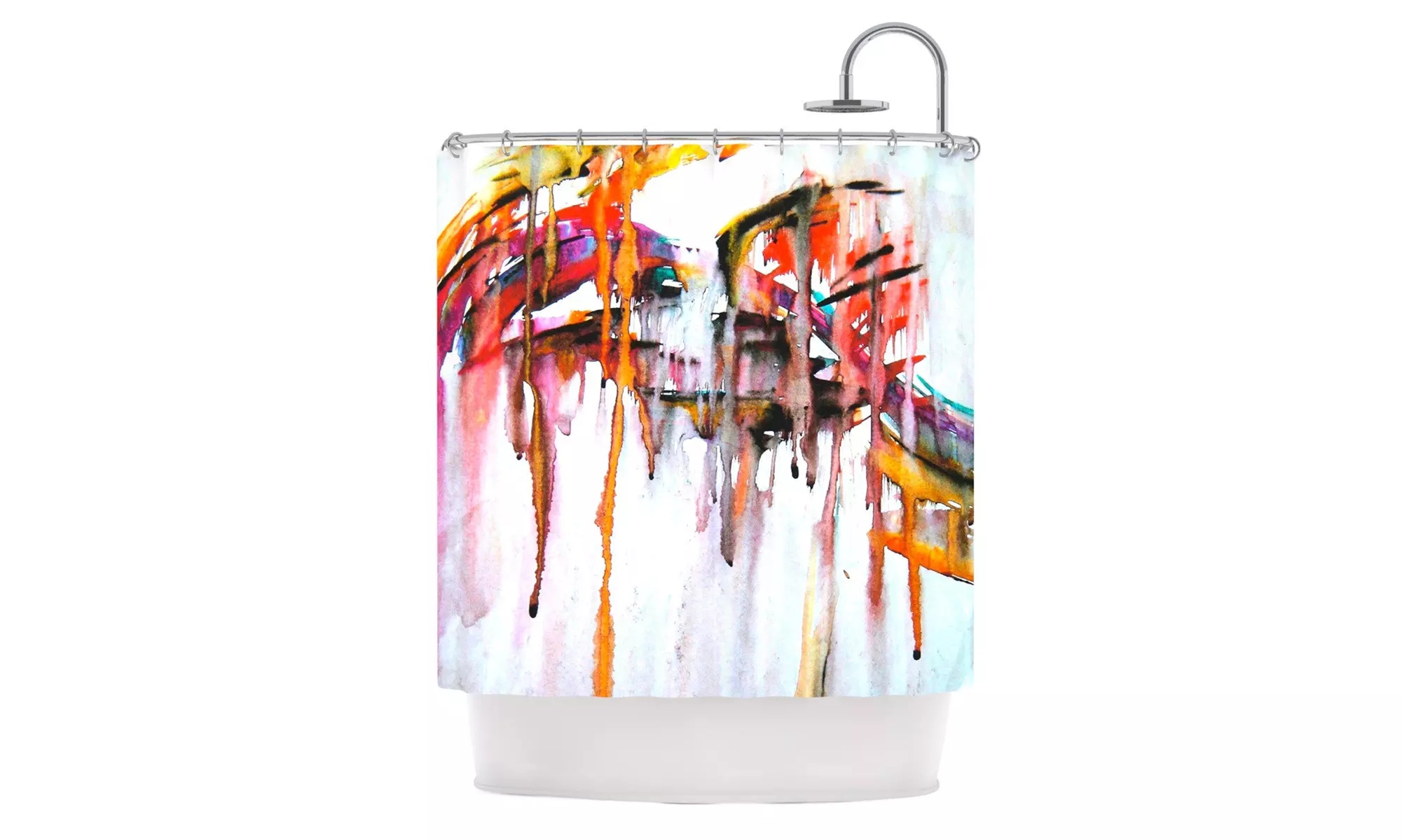 Malia Shields "Cascade" White Multicolor  Shower Curtain - Primary Image