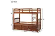 Twin over Twin Wood Bunk Bed with Trundle and Drawers, Walnut - Second Medium