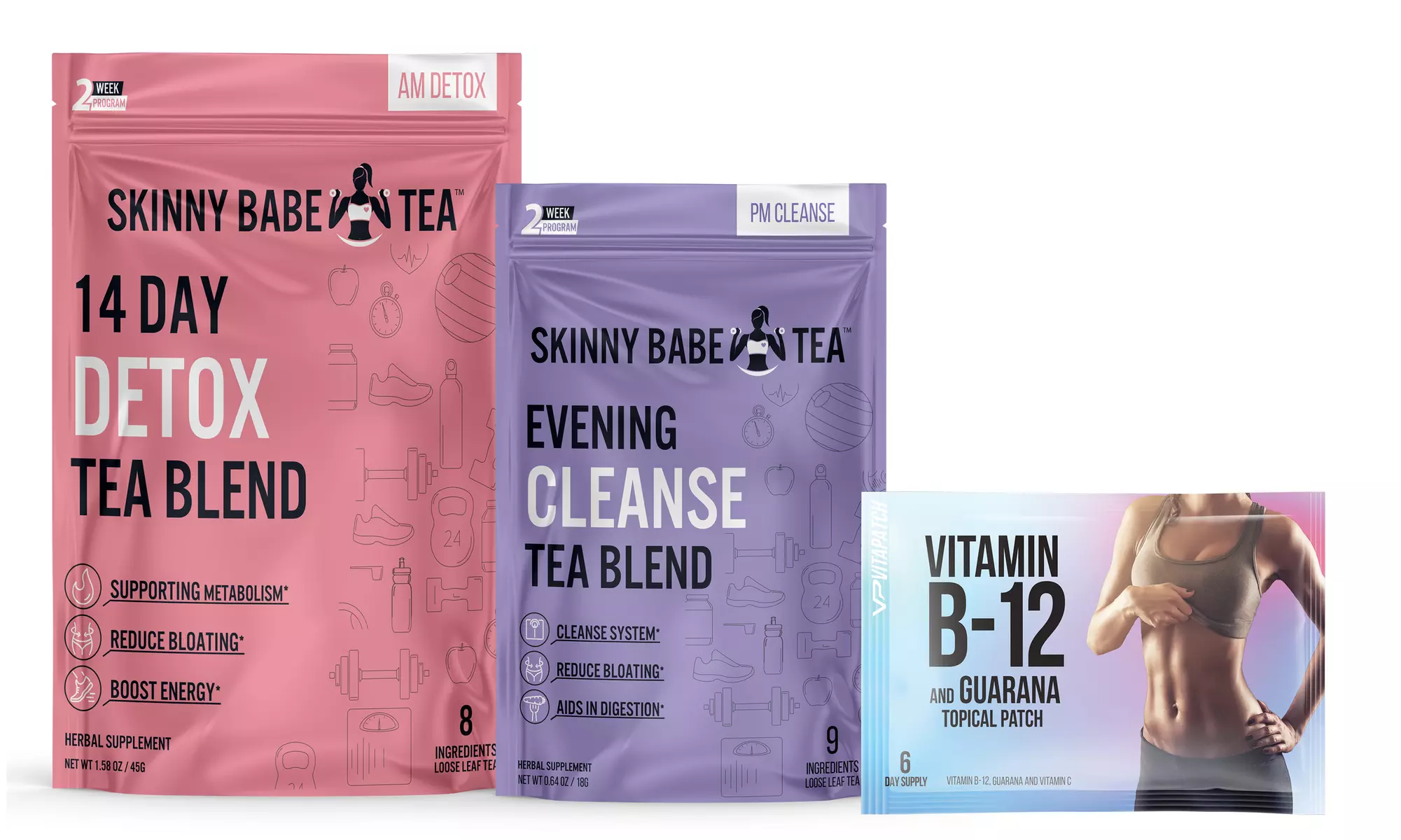 Skinny Babe Cleanse/Detox Tea and High Potency B12 Patch (3-Pack)