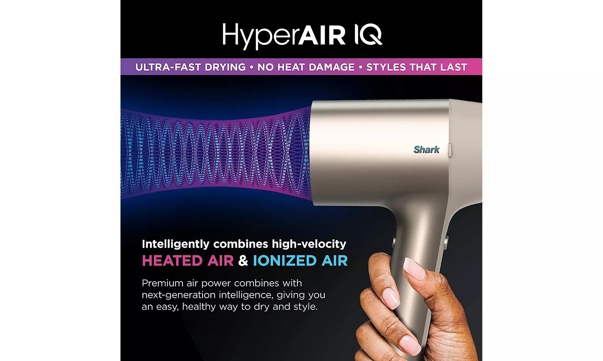  Shark HD101 HyperAIR Fast-Drying Hair Blow Dryer Stone- Renewed