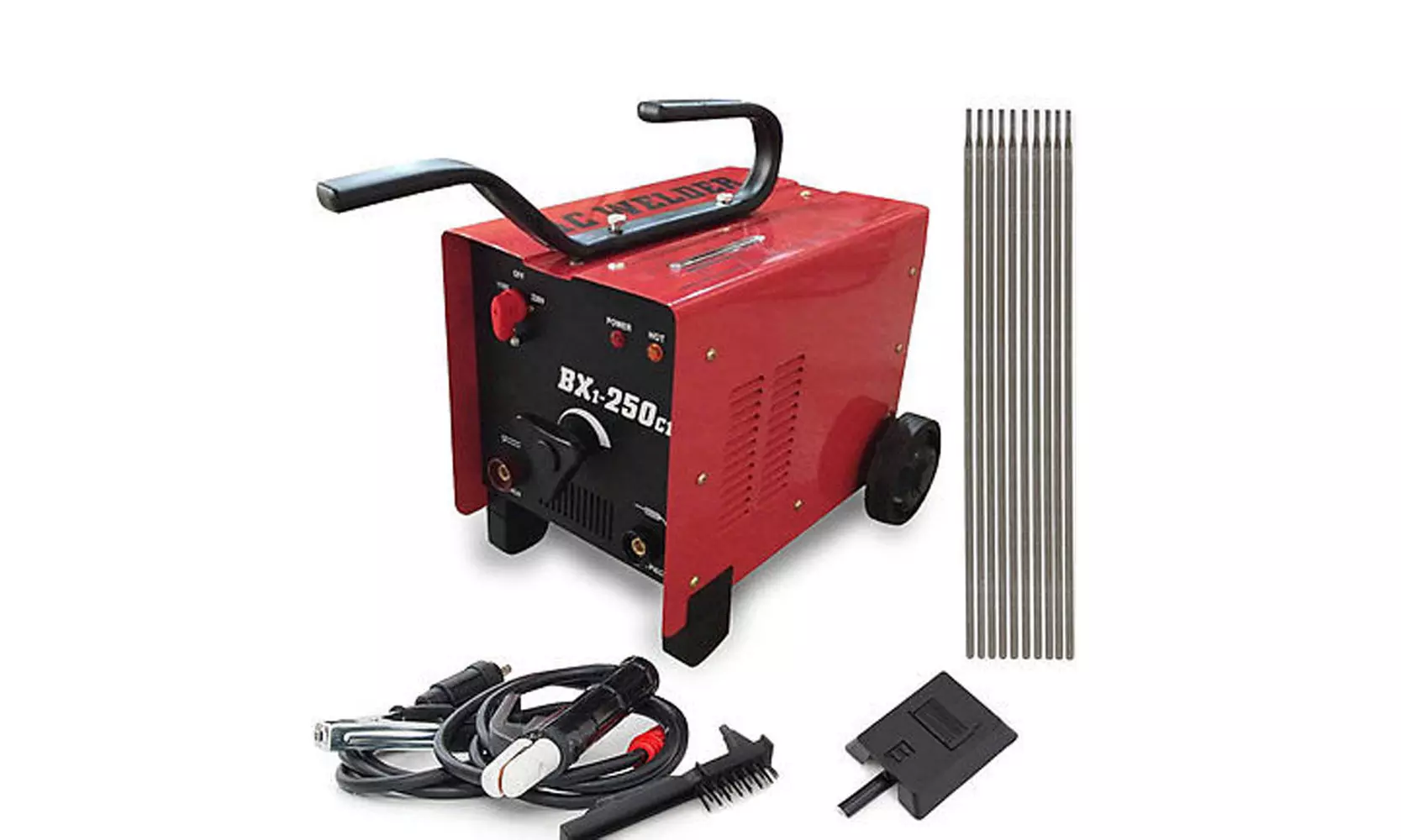 Red BX1-250C1 ARC Welder 110/220V AC Welding Machine 250 Amp w/Mask Accessories - Primary Image