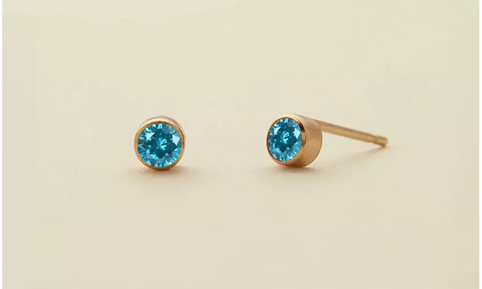 4mm Birthstone Stud Earrings in 14K Gold Plated Stainless Steel, 12 Colors