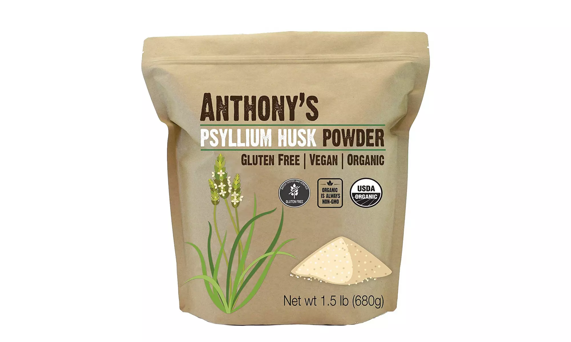 Anthony's Organic Psyllium Husk Powder, 1.5lb, Gluten Free - Primary Image