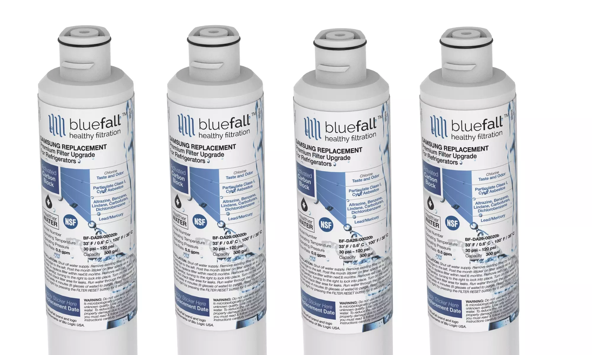 4 Samsung Compatible Da29-00020b Refrigerator Water Filter by Bluefall