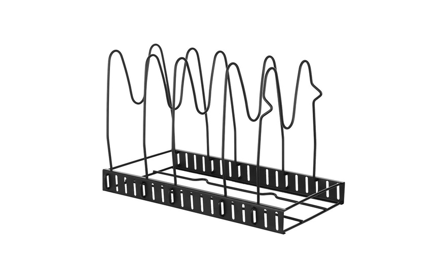 Image 5: 5 Layer Adjustable Kitchen Cabinet Pan Rack Shelf Cookware Organizer Lid Storage