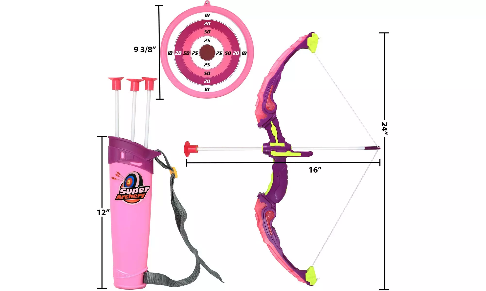 Light Up Bow and Arrow Archery Set Hunting Play with 3 Suction Cups Arrows Pink  - Second Medium