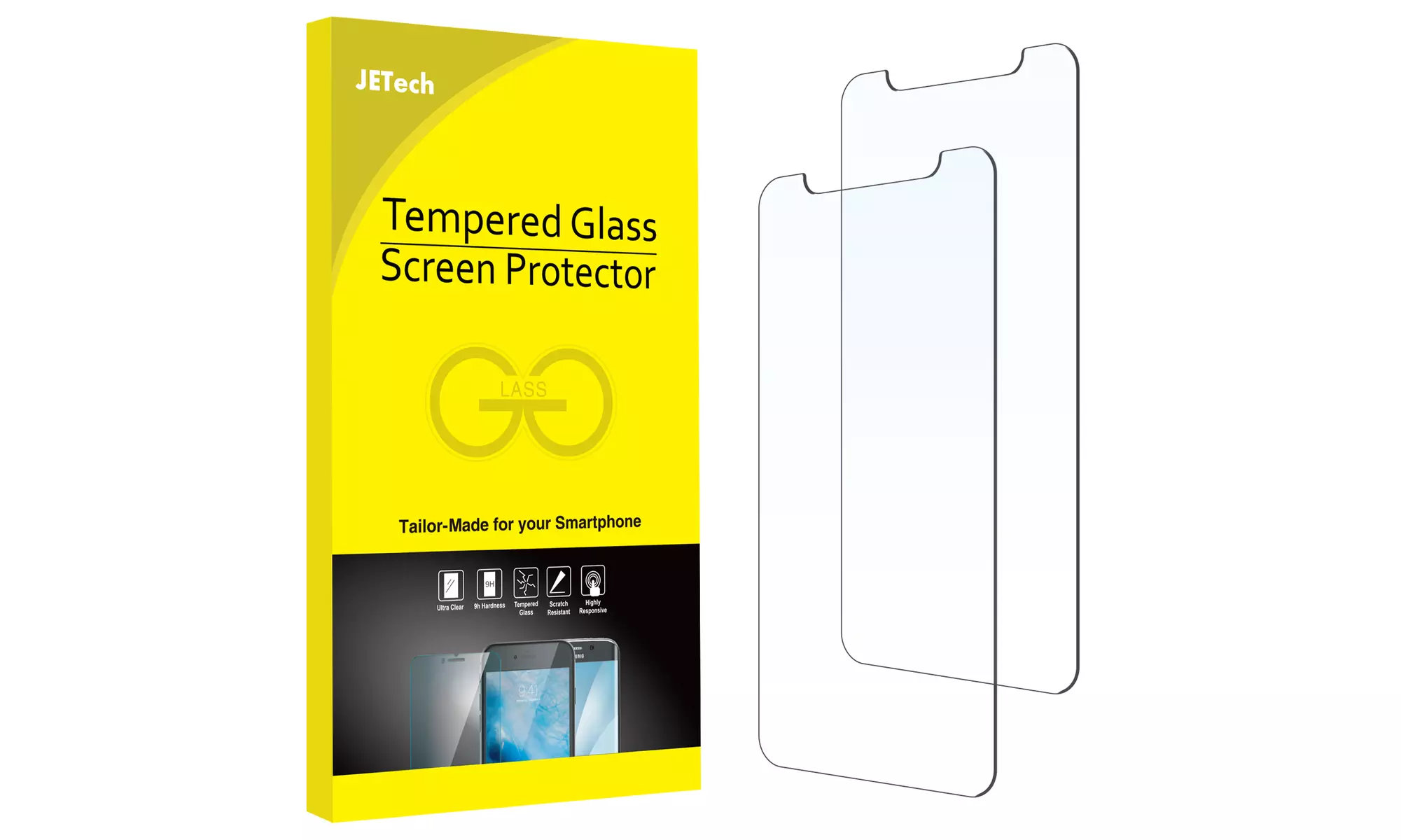 Screen Protector for iPhone X/XR/XS/XS Max/11/12, 11/12 Pro, 11 Pro Max, 2 Pack