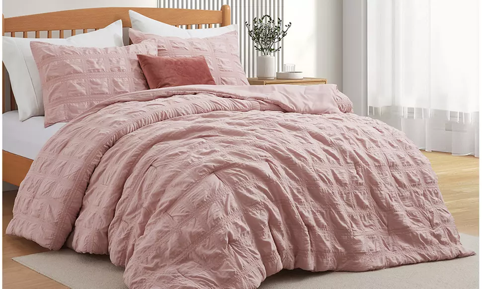Peace Nest  2-3PC Crinkle Textured Comforter Set