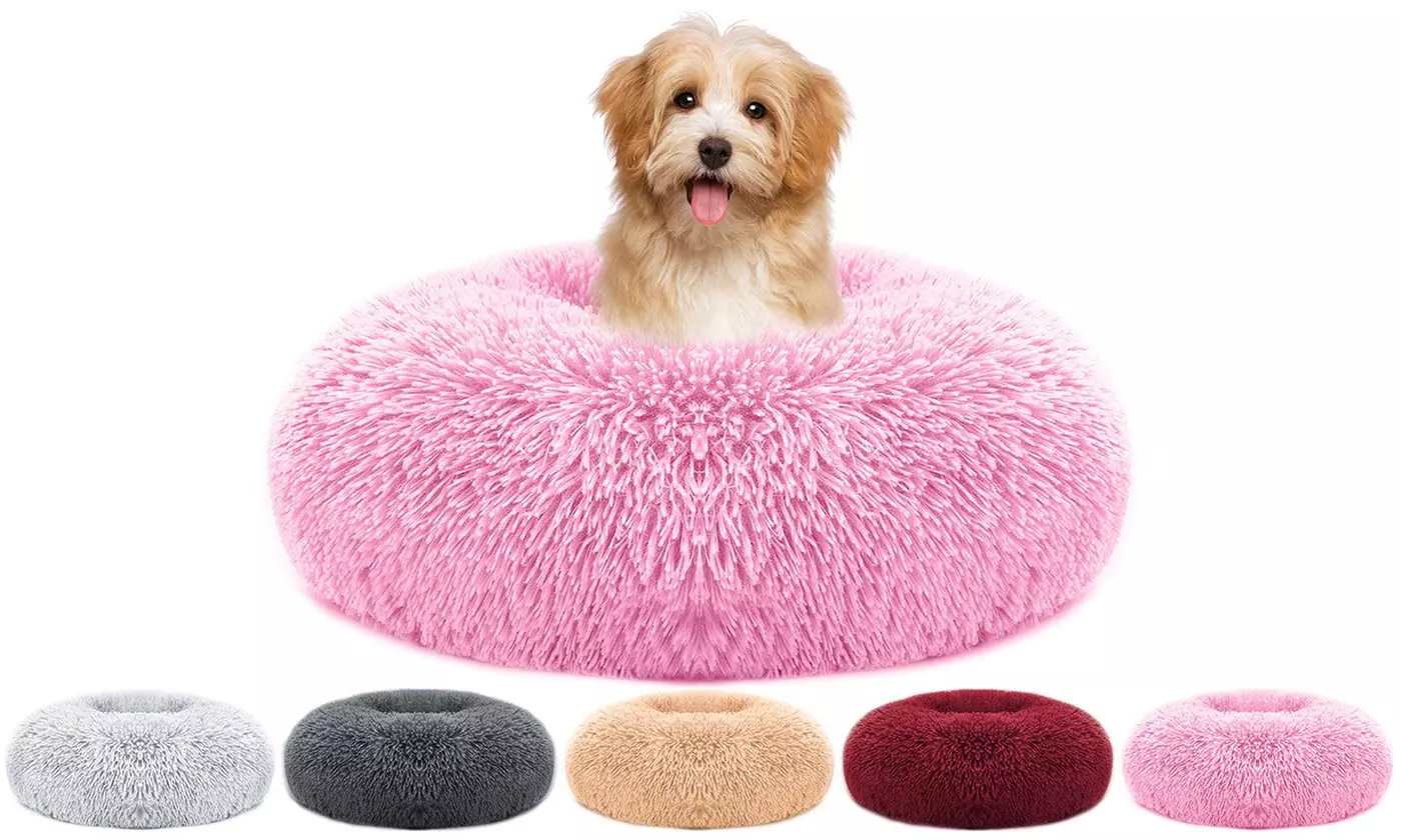 iMounTEK Soft Warm Plush Round Donut Calming Dog Bed Cozy Nest Small Bed Cushion - Primary Image