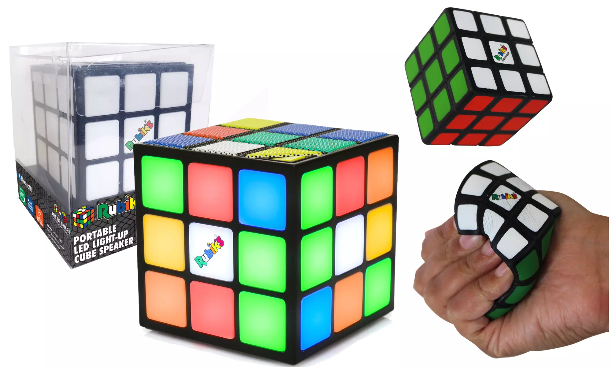 Rubik's Ultimate Party Bundle , 1 LED Light Speakers and Squishy - Second Medium