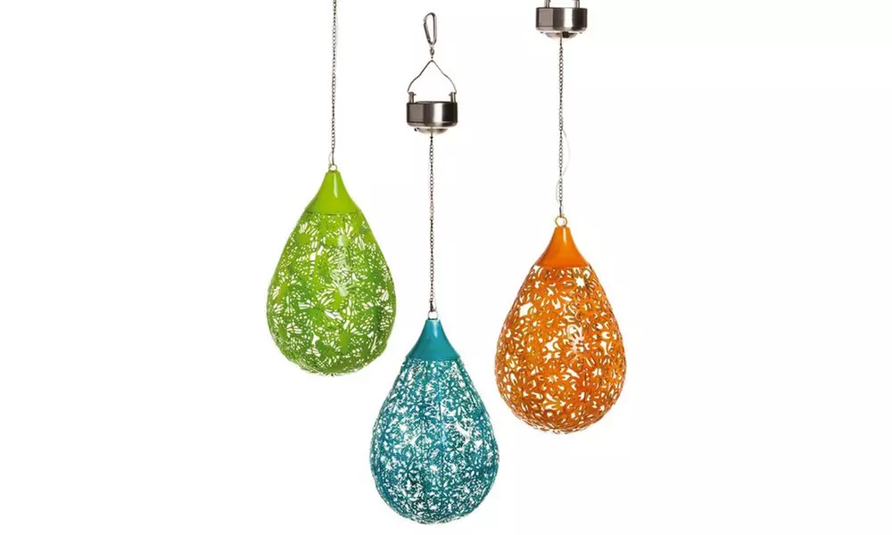 Metal Teardrop Solar Lantern Set (3-Piece) - Second Medium