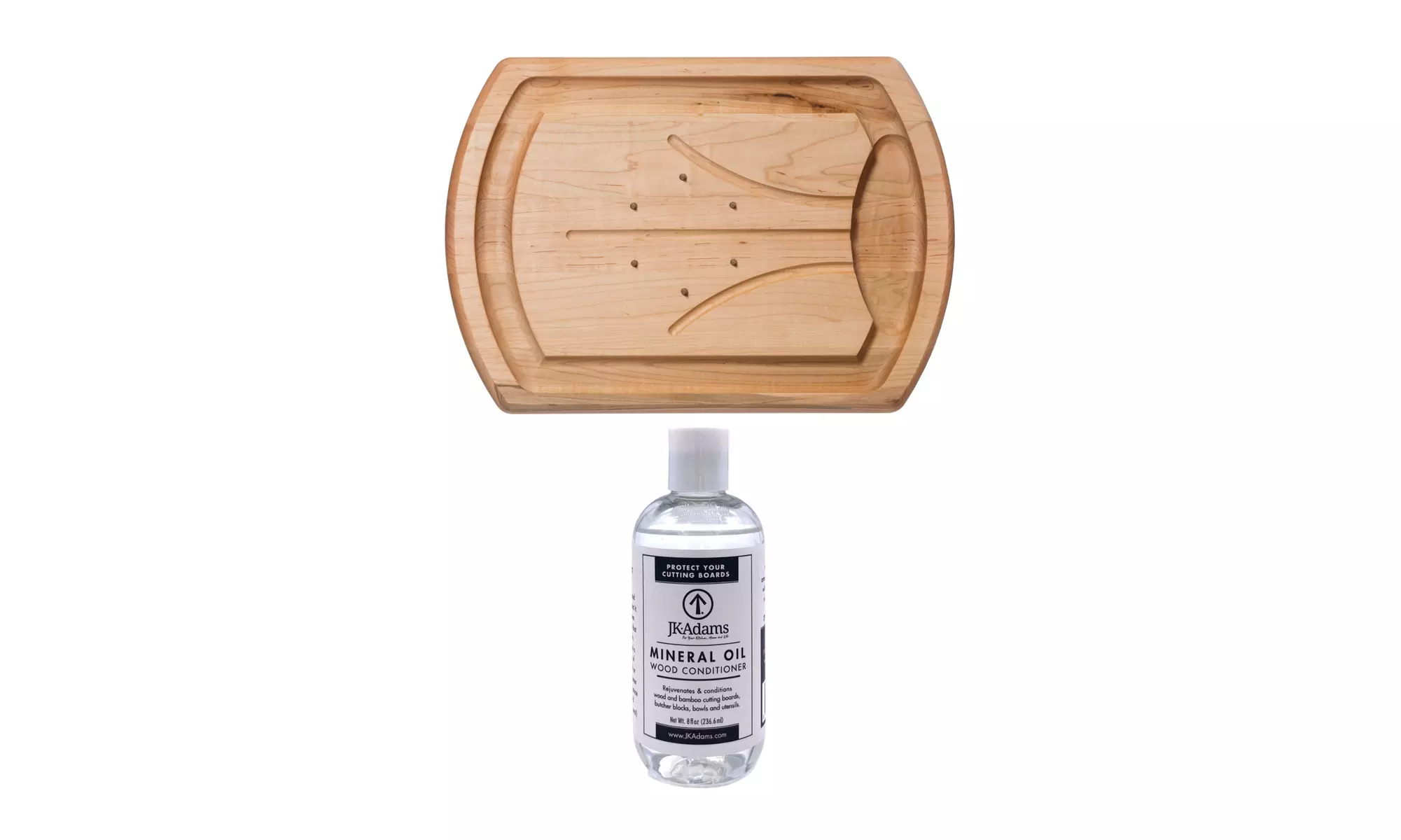 J.K. Adams Carving Board with Spikes with 8-Ounce Mineral Oil Wood Conditioner - Primary Image