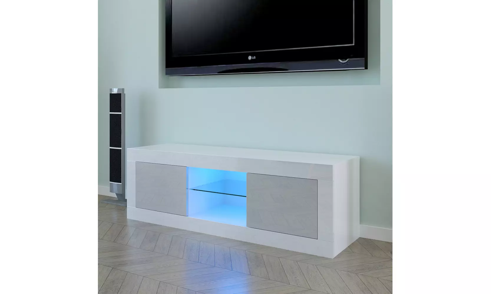 High Gloss TV Stand with LED Lights,Media TV Console Table Storage Cabinet - Primary Image